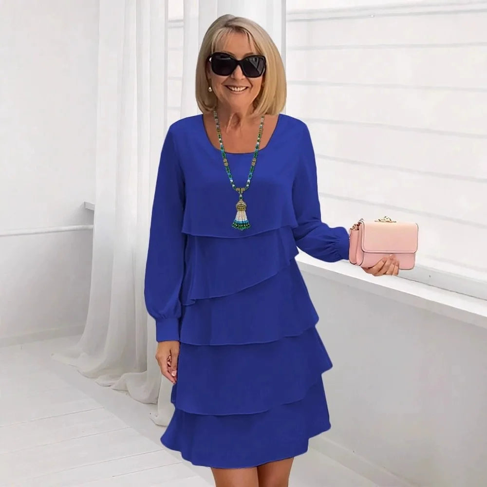 Margaret | Vestido Elegante de Confort con Volantes de Manga Larga