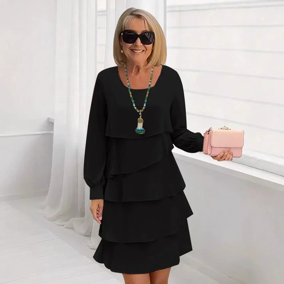 Margaret | Vestido Elegante de Confort con Volantes de Manga Larga