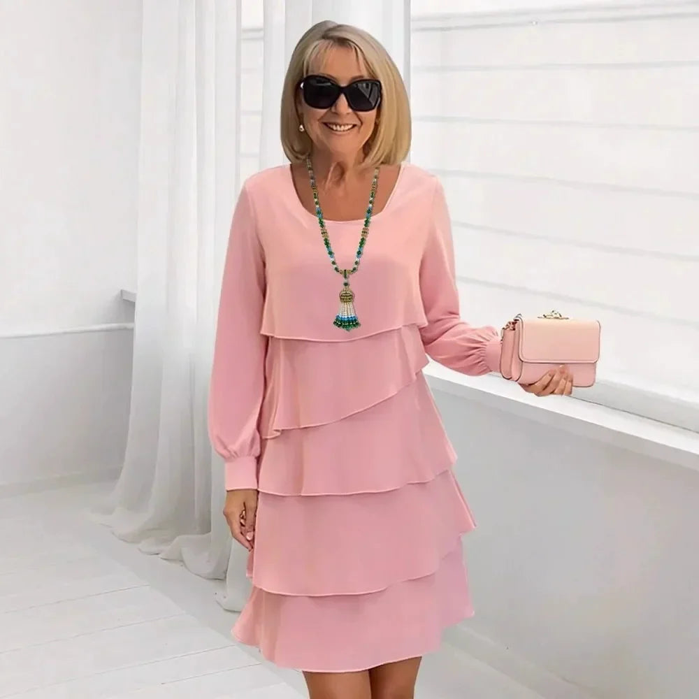 Margaret | Vestido Elegante de Confort con Volantes de Manga Larga